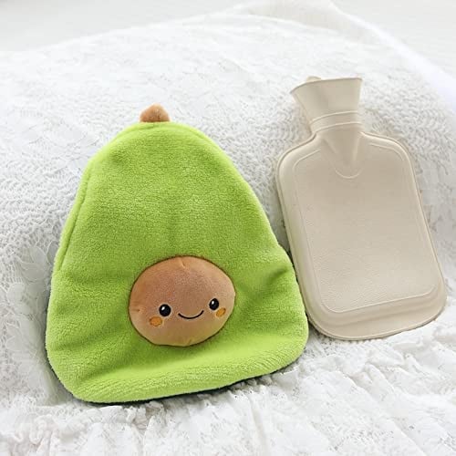 Hot Water Bags Cute Avocado Rubber Hot Water Bottles Knitted Soft Cozy Cover Winter Warm Heat Reusable 1000ml