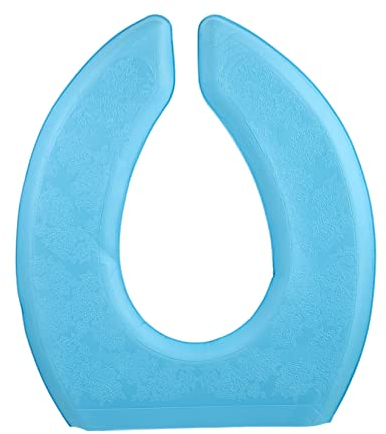 Healeved Self-Adhesive Eva Thickened Waterproof Blue U-Shaped Toilet Seat Cushion Pad, Soft Washable Universal Padded Toilet Seat Cover for Bathroom Travel Use