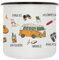 WOIDKINDⓒ Emaille Tasse bunt mit bayerischen Camping Motiven, Vintage Design, Made in Europe, Outdoor, Abenteuer, Wandern, 390ml