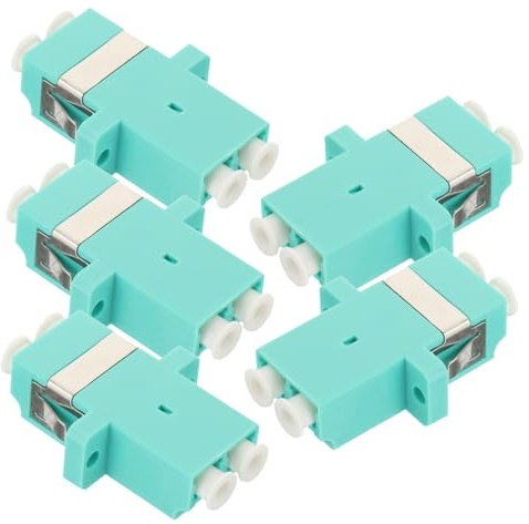 Angoily Lot De 5 Coupleurs Fibre Optique Lc-lc Duplex Femelle, Adaptateurs Multimode Om4 9/125, Connecteurs Câbles Fibre Optique, Usage Professionnel Réseau Télécom, Couleur Vert Clair