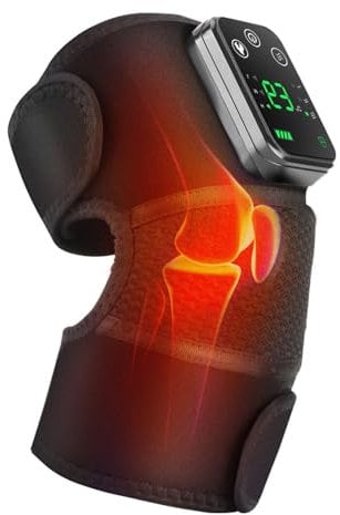 CLIUNT Heated Knee Massager, Heated Knee Brace Wrap, Vibration Knee Heating Pads, Rechargeable 3 in 1 Knee Brace Warmer for Knee/Elbow/Shoulder Relax, Black