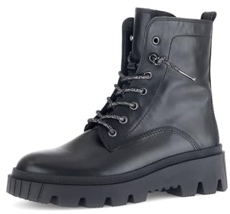 Gabor Damen Combat Boots, Frauen Stiefeletten,uebergangsstiefel,schnürstiefel,Winterstiefel,Winterschuhe,warm,schwarz(Se.Strass),36 EU / 3.5 UK