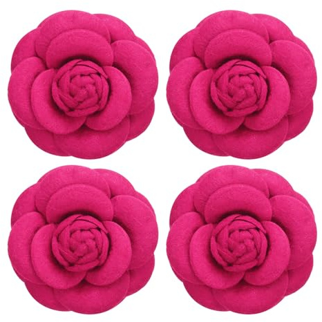 PATIKIL 4 Pièces Épingle en Tissu de Camélia pour Femmes Filles Rouge Rose | Broche de Fleur Artificielle, Décoration de Fête de Mariage, Accessoires de Bijoux Cadeau, en Tissu