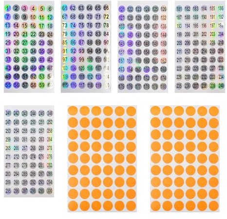 5 Autocollants Numérotés De 1 À 300, 216 Étiquettes Rondes, Autocollants Numérotés Autocollants, Étiquettes Numérotées Laser, Autocollants Décoratifs Pour Marquage Et Décoration