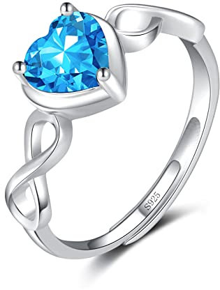 Qings Herz Tansanit Geburtsstein Dezember Ringe für Damen 925 Sterling Silber Verstellbarer Unendlichkeits Hochzeit Ring mit Zirkonia Geburtstag Weihnachten Schmuck Geschenke für Mutter