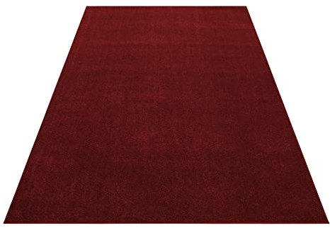 Stilvoll Günstig by ELMM Teppich Wohnzimmer Schlafzimmer Rot 80 x 150 Unicolor - Einfarbig Kurzflor