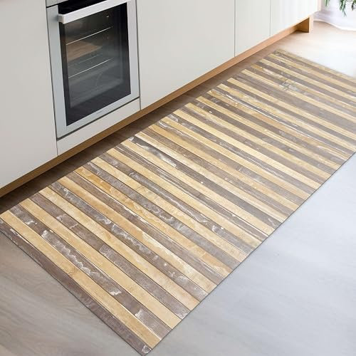 CosìCasa Tappeto Bamboo Cucina in Legno Eco-Sostenibile | Versatile Tappeto Cucina Antiscivolo Lavabile Perfetto Come Tappeto Bagno, Passatoia Cucina o Tappeto da Esterno [50X240 cm, Verde Bicolore]