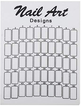 Tableau D'affichage des Ongles 50 Couleurs Nail Art Nuancier Nailtips Panneau D'affichage Nailtips Vernis Gel Carte de Couleur pour Faux Ongles Conseils Montrant (Blanc)