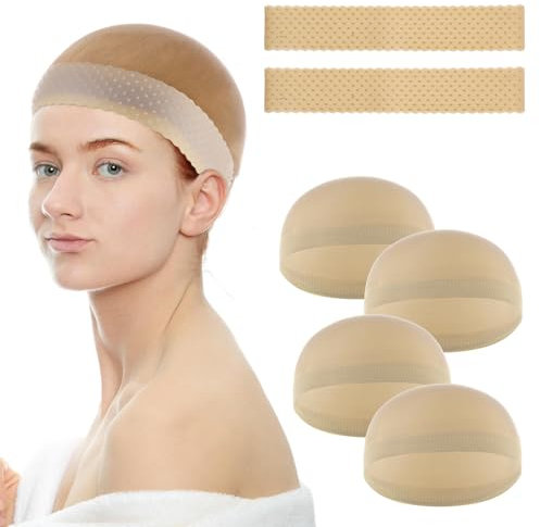 6 Stück Wig Cap Silikon Perückenband Rutschfestes Haarnetz für Perückenkappen Transparent Adjustable Silicone Wig Headband Grip Elastisches Band Atmungsaktive Sport Yoga