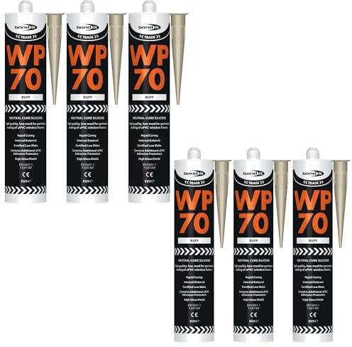 Bond It WP70 Neutral Cure Oxime Silicone Sealant – 6x Buff, 285ml | Professional-Grade Silicone Sealant | High Gloss – Flexible – Weatherproof | Sealant for Home – Building & Professionals Use