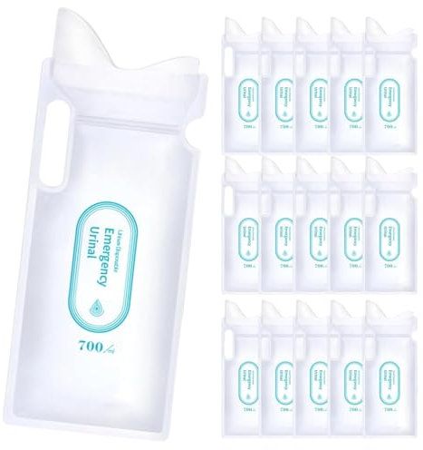 Vyanveo 16 Stück 700ml Urinbeutel für Unterwegs Frauen Reisetoilette Erwachsene Auto für Camping Reisen Auto Stau Outdoor Notfall Toiletten Männer, Frauen, Patienten und Schwangere