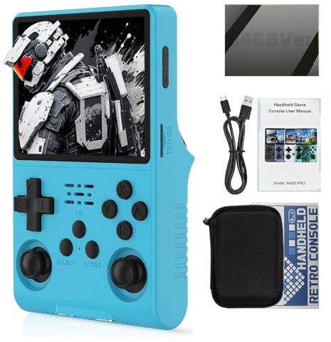 Console de jeu portable R40S Pro 3,5 640 x 480 IPS OCA ArkOS 2.0 RK3326 r40spro avec étui portable bleu-64 GBVer.
