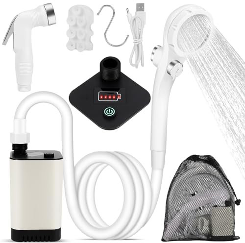 Diealles Shine Ducha Portatil, Ducha Portatil Camping con Bomba, Ducha Camper con BateríA de 5200mAh, Ducha Camping para Viajes, JardíN, Lavado De Coches