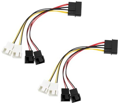 EMSea Cable Adaptador de Alimentación para Ventilador de 2 Pines (2 X 12 V Y 2 X 5 V) para CPU Y Carcasa de PC.