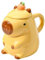 Kityemo Taza de Cerámica de Capibara con Tapa – Diseño 3D de Animal 450ml (Amarillo), Regalo Divertido para Mujeres y Niñas – para Té, Café, Oficina y Hogar