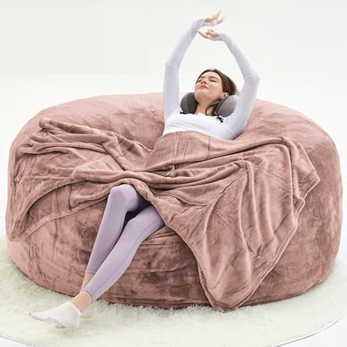 Generisch Soy Chair for Adults, Bean Bag with Filler, Storage Foam Chair, Giant Bean Bag with Super Soft Fur, Living Room Furniture, Suitable for Bedroom (pink, 150cm×150cm(XL))