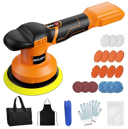 6-Inch Buffer Polisher Compatible with DEWALT 20V Battery, Tool Only | Orbital polisher with 3 variable speeds and 25 accessories for car polishing and waxing. Battery not included.
