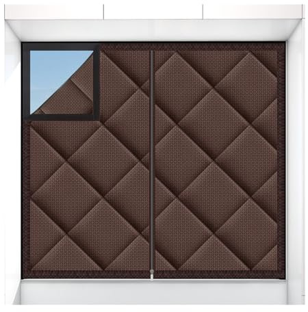 OYKSHDF Thermal Insulated Cotton Curtain with Zipper, Living Room Privacy Barrier Curtain Panels, Acoustic Covering Drapes, Windproof Cold Protection Blanket (Brown, 59inx51.2in/150cmx130cm)