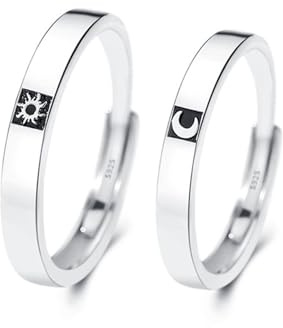 Homxi Bague Argent 925 Femme Homme Alliance Fiancaille, Soleil et Lune, Bague Mariage Homme Argent