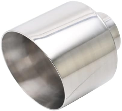 Auspuffblende Auto Auspuffendrohr-Anschluss 76Mm Schräger Runder Auslass 127Mm Universelle Edelstahl-Schalldämpfer-Endrohrdüse Auspuff SchalldäMpfer(Silber)
