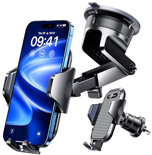 VANMASS 2026 Militärische Handyhalterung Auto Upgrade【Stärkste Saugnapf & Lüftungshaken】4 in 1 Smartphone Auto Handyhalter 360°drehbar Autohalterung auf Armaturenbrett Scheibe für iPhone Samsung usw
