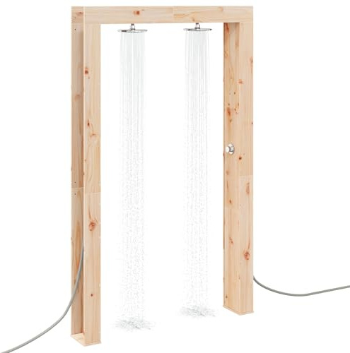 vidaXL Outdoor-Dusche Natur 137 x 23 x 226 cm Massives Kiefernholz, Garten- und Terrassendusche, modern, wetterfest, freistehendes Gerät, kompakt und umweltfreundlich für draußen