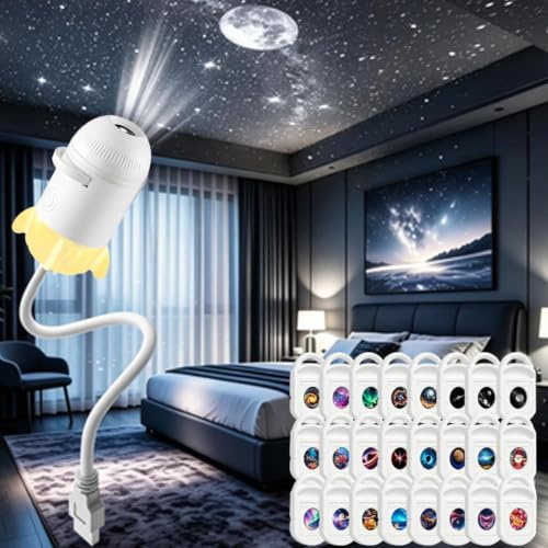 Ohphnt Proiettore Di Luce Notturna 2 In 1,proiettore Cielo Stellato Usb,galaxy Projector,2-in-1 Starry Sky Projector,Lampada A LED Orientabile A 360°, Per Decorare Il Soffitto(24pcs)