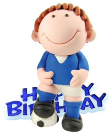 Anniversary House Football Cake Topper Keepsake Set, Blue, 2-Piece Birthday Cake Decorations, Sturdy Resin Topper and Happy Birthday Motto, Football Cake Decorations for Boys, CD102B, 7.5cm (3)