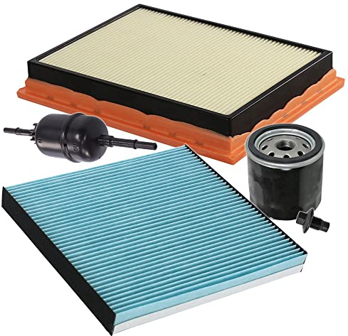 BESTPRICE Inspektionspaket Filterset mit 1x Ölfilter, 1x Luftfilter, 1x Innenraumfilter, 1x Kraftstofffilter, 1x Ölablassschraube mit Dichtung, Kompatibel mit MAZDA 2 (DY)