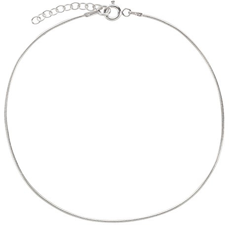 Fußkettchen, Fußkette, Schlangenkette, Schmuck, Modeschmuck aus 925 Silber als Fußschmuck - 7K - Geschenke für Frauen, Mädchen und Männer, 22-25cm, 1mm, Modell 32