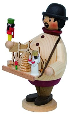Drechslerei Kuhnert - Rauchmann/Räucherfigur aus Holz - Max als Weihnachtsmarktverkäufer - Höhe: ca. 16 cm - Made in Germany