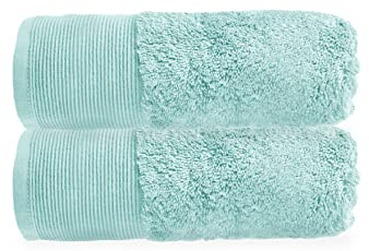 Allure Pack of 2 Bamboo Hand Towels 50 x 90cm – Luxury Super Soft Hypo-Allergenic Plush 550GSM Pair of Hand Towels (Duckegg)