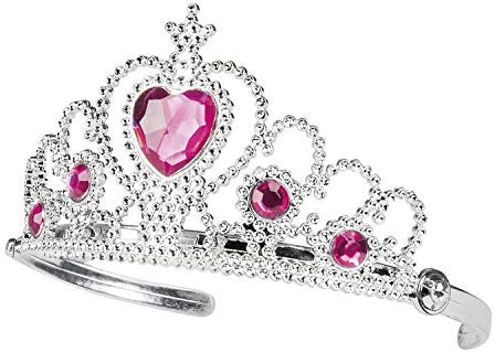 Boland 44079 - Haarreif Grace, für Kinder, Silber-Pink, Tiara, Krone, Prinzessin, Königin, Schmucksteine, Kostüm, Karneval, Mottoparty