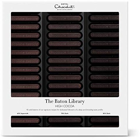 Hotel Chocolat Dark Chocolate Baton Library - 45 High-Cacao Chocolates, 365g - Chocolate Box - Suitable for Vegetarians - Gifts For Birthday, Thank You, Congratulations, Anniversary