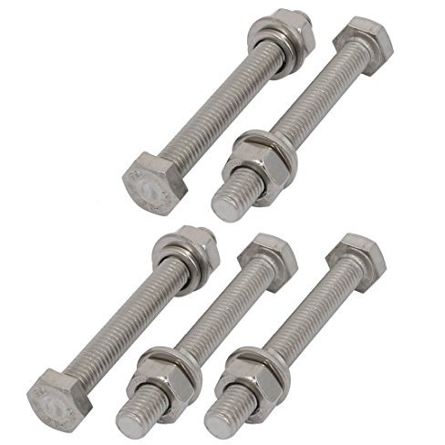 Sourcingmap 5 set M6 x 50 mm 316 in acciaio INOX esagonale bulloni con dadi e rondelle assortimento kit