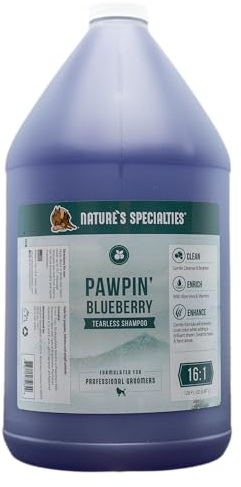 Nature's Specialties Pawpin Blueberry Hundeshampoo - Tränenfreies Shampoo für Gesicht & Körper - Fellaufhellendes Shampoo - verleiht strahlenden Glanz - Langanhaltender Duft, 3.8L