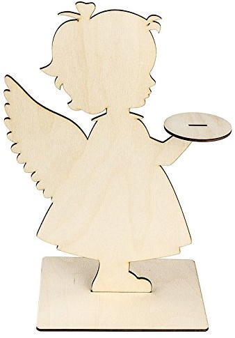 Ideen mit Herz Deko-Engel aus Holz zum Aufstellen, 31cm x 19,2cm, mit Podest | Raumdekoration zum Zusammenstecken | Dekoration für Weihnachten, Advent, Winter | Schutzengel