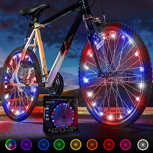 Activ Life LED Bike Wheel Lights: Light Up Your Summer Adventures, 100% Brighter & Visible from All Angles for Ultimate Safety and Style - Batteries Included, Great Gift, 2-Tire Pack, Patriotic