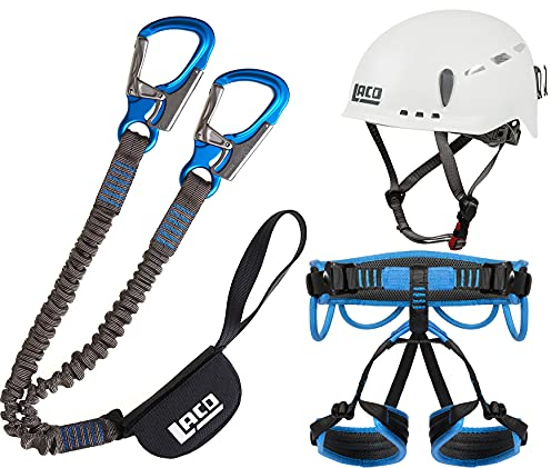 LACD Klettersteigset Pro blue + Klettergurt Start Größe S + Helm Protector 2.0 white