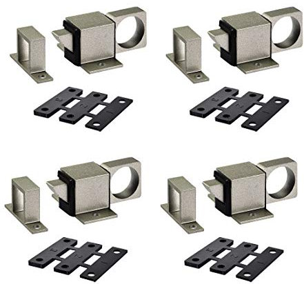 sourcing map Door Bolt Latch, Aluminum Alloy Security Automatic Window Gate Spring Bounce Lock, 4 Pcs (Dark Gray)