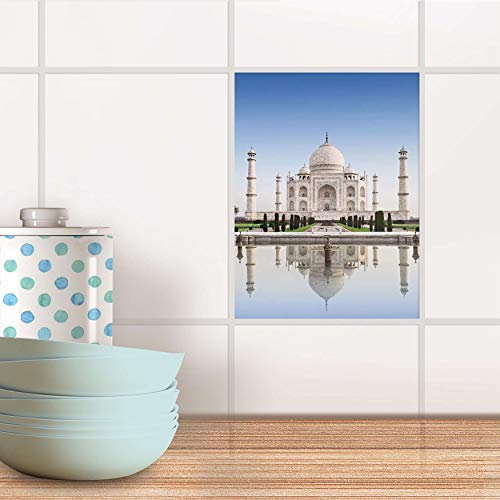 Fliesenposter für Bad und Küche I Fliesen Aufkleber Folie selbstklebend I Fliesen verschönern - Fliesendeko für Küchen- und Badfliesen I Design: Taj Mahal