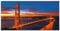 ARTland Wanddeko Wandbild Alu Verbundplatte für Innen & Outdoor Bild 60x30 cm Architektur Brücken Fotografie Blau The Golden Gate Bridge am frühen Morgen S6ET
