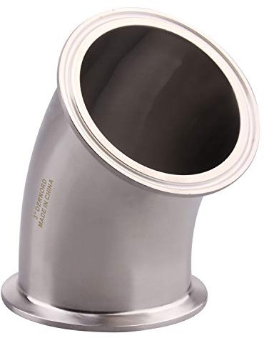 DERNORD 45 Degree Elbow | 3 Inch Tube OD Stainless Steel 304 Pipe Fitting Fits Tri Clamp 3 Inch (3 Pipe OD)