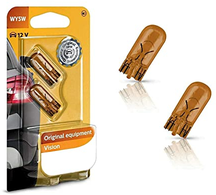 2x Philips Vision WY5W 12V 12396NAB2 High Tech Orange Amber Ersatz Halogen Birne für Blinkleuchte - Blinker vorne Blinker hinten Blinker seitlich E-geprüft