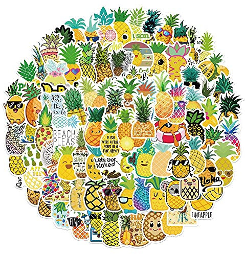Hinleise 100 Stück Aufkleber Cartoon Ananas Graffiti Wasserdicht Aufkleber Pack für Laptop Wasserflasche Skateboard Koffer Motorrad Gitarre Aufkleber Dekoration
