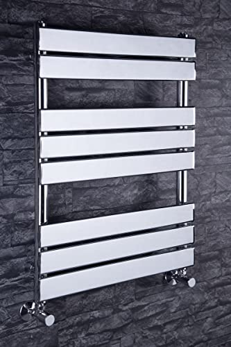 Warmehaus Flat Panel Heated Towel Rail Bathroom Ladder Radiator Rad Central Heating Chrome 800 x 600mm