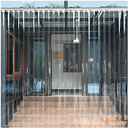 PFCDZDU PVC Streifenvorhang, Lamellenvorhang, Wasserdicht Kunststoff Klar Vorhang, Windschutzscheibe Teilung for Gefrierschranktüren Lagerhaus Werkstatt(1.3mm,0.9X2M)