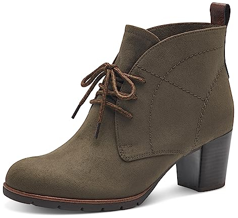 MARCO TOZZI Stivaletti Donna con Lacci Eleganti con Tacco a Blocco, Khaki Comb, 37 EU