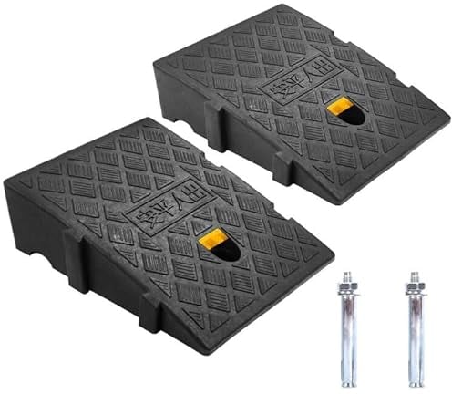 Rampes de Trottoir, en Plastique Robuste, 2 Pièces Portable Rampe Fauteuil Roulant de Porte pour Allée, Trottoir, Moto, Scooter, Voiture, avec 2 Boulons D'extension