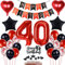 40 Geburtstag Deko Schwarzes Rot, Tortendeko 40. Geburtstag Dekoration Frau, Luftballon 40 Rot Schwarz Mann, Geburtstagsdeko 40 Jahr Frau, Tortendeko 40 Jahre